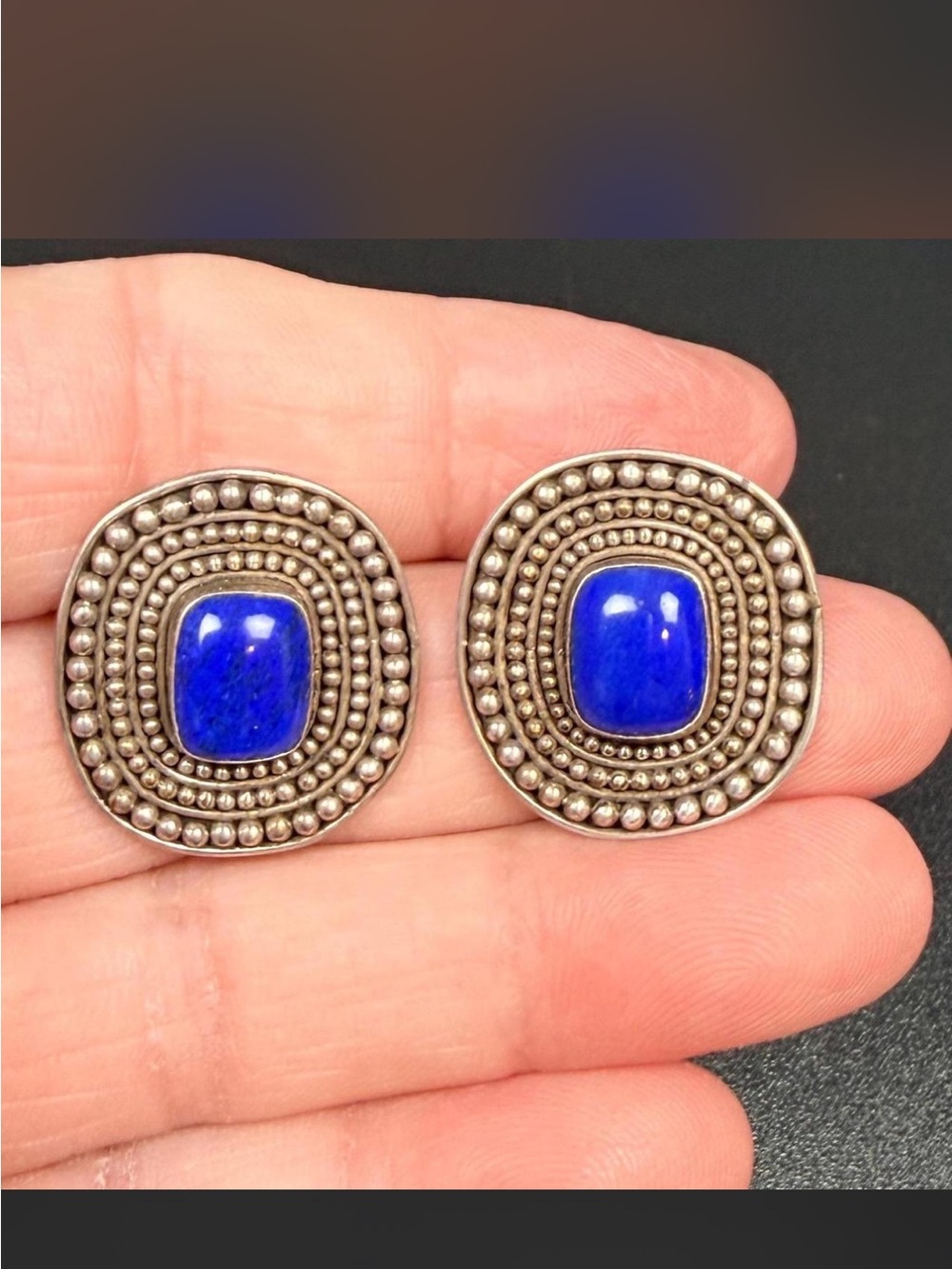 Vintage Sterling silver 925 lapis lazuli stud earrings
